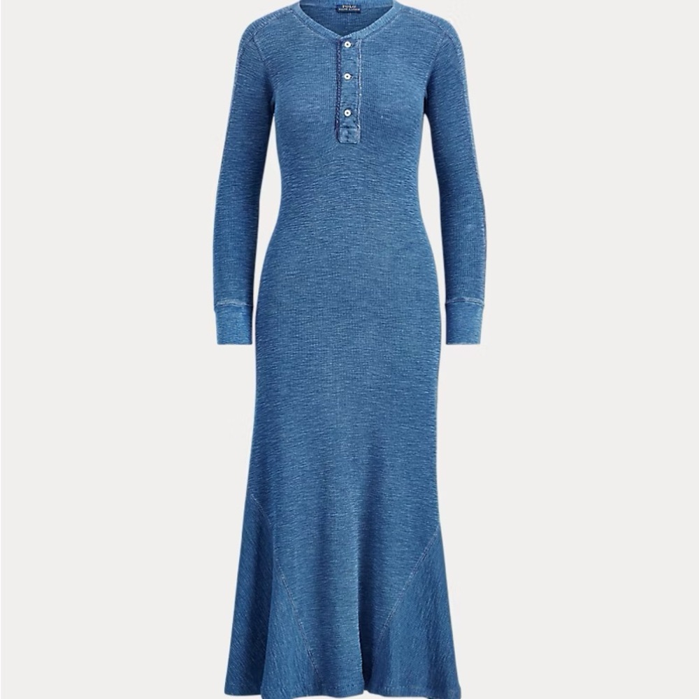 Ralph Lauren Blue Cuffed Long Sleeve Polo Dress